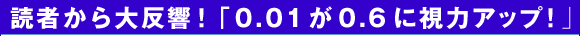 読者から大反響！「0.01が0.6に視力アップ！」