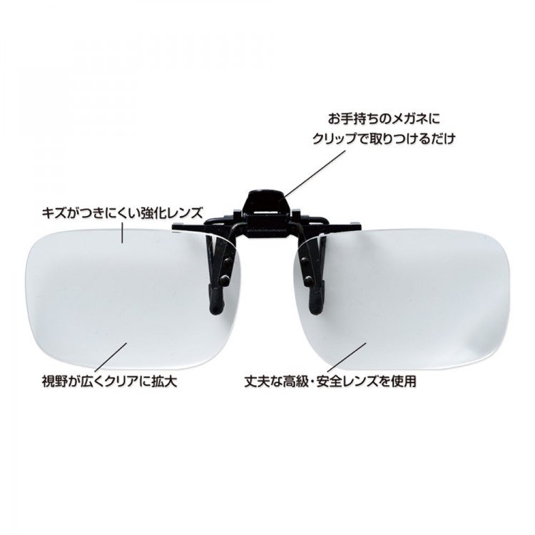 メガネの上からつけられる！ 出版社が作った よく見える！ よく読める！ ルーペメガネ クリップオンタイプBOOK