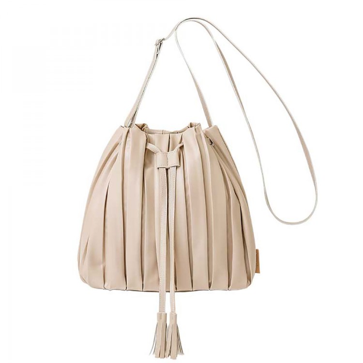 earth music&ecology Pleats Drawstring Bag Book－BEIGE－