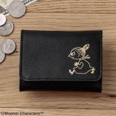 MOOMIN 牛革三つ折りコンパクト財布 BOOK BLACK