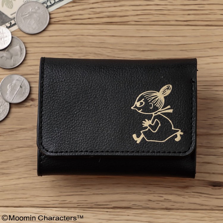MOOMIN 牛革三つ折りコンパクト財布 BOOK BLACK