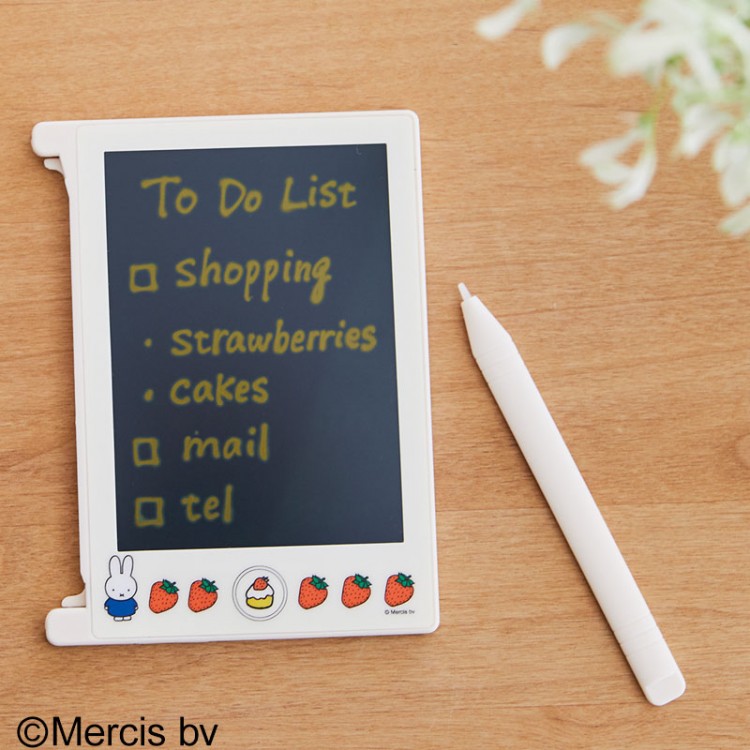 miffy 繰り返し書いて消せる！ マルチに使えるデジタルメモ BOOK どこでもサイズ いちご柄