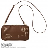 SNOOPY タテでもヨコでも持てる! スマホショルダー BOOK BROWN