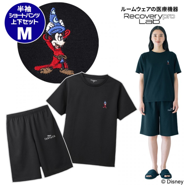 上下セット／Mサイズ 【Disney FANTASIA】疲労回復ウェアBOOK 半袖クルーネック・ショートパンツ Recoverypro Lab. プレミアム　[一般医療機器]