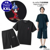 上下セット／XXLサイズ【Disney FANTASIA】疲労回復ウェアBOOK 半袖クルーネック・ショートパンツ Recoverypro Lab. プレミアム　[一般医療機器]