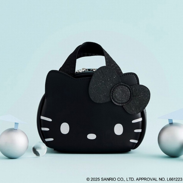 HELLO KITTY × BRILMY 中身が見えて時短がかなう ズボラに優しいコスメポーチ BOOK BLACK ver.