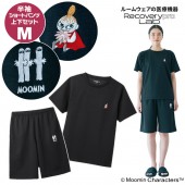 上下セット／Mサイズ（ブラック）MOOMIN リトルミイ・ニョロニョロの刺繍入り 疲労回復ウェア 半袖クルーネック・ショートパンツ [一般医療機器] Recoverypro Lab. プレミアム